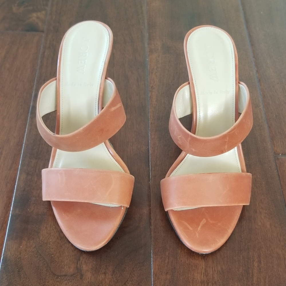 J CREW  "Lena" Slide Sandals -  Cognac - Size 5